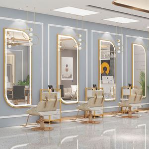 Xu hướng sản phẩm 2025 cửa hàng gương Salon nhuộm treo tường làm tóc bàn trang điểm một mặt sàn ánh sáng với gương - Product Image 1