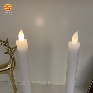 <strong>White</strong> Wax LED Flickering Tapered <strong>Candles</strong> D2.1*H25cm 2*AAA Battery Operated <strong>Taper</strong> <strong>Candles</strong> - Product Image 2