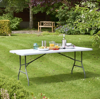 Table pliante en plastique HDPE blanc de 6 pieds pour événements, vente en gros, portable, pour extérieur, mariage, jardin, bureau, fête