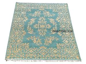 Alfombra Oushak Azul Turquesa Anudada a Mano, Alfombra Oriental de Lana, Alfombra Vintage, Alfombra Turca Boho para Sala de Estar - Product Image 2