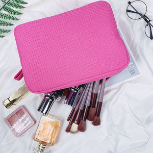 Custom Personalized Gift Fashion Waffle Weave Makeup <strong>Bag</strong> Zipper Pouch Blank Embroidered Logo White Waffle <strong>Cosmetic</strong> <strong>Bag</strong> - Product Image 4