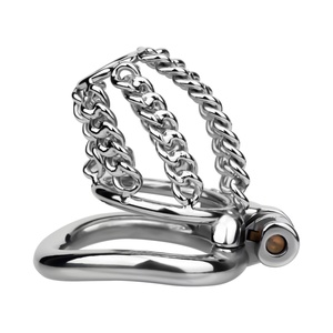 FRRK-313A Hollow Metal Cock Cage Chain Shaped Penis Restriction Chastity Device Cage for Men Long Time <b>Locking</b> Couple BDSM Toys - Product Image 2