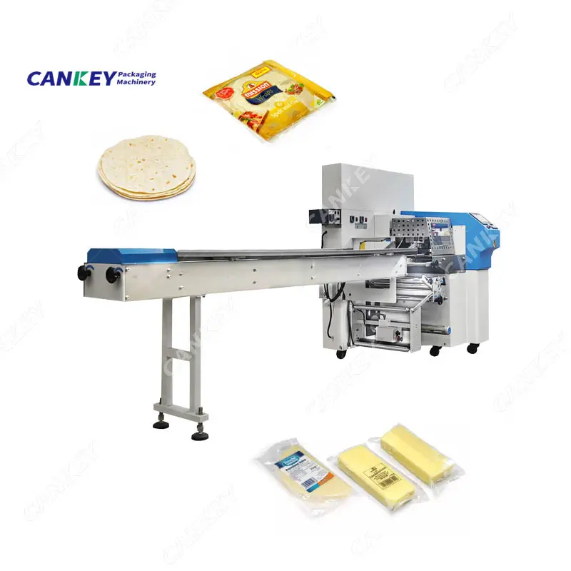 Full Automatic Egg Roll Flow Wrapping Pillow Type Bag Slice Cheese Packing Machine for Tortilla