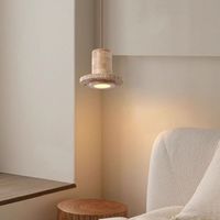 Lampe suspendue en marbre travertin jaune Wabi Sabi pour restaurant, table à manger, plafond, hôtel, villa