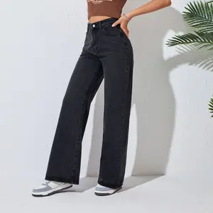 WJ220 ODM OEM Y2k Clothing Ladies Wide Leg Denim Jeans Women's Jeans Street High Waist Jeans For Women Custom