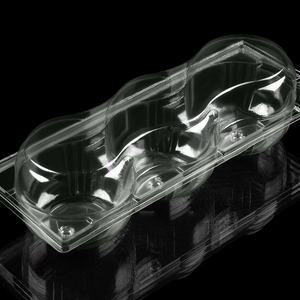 Clear PET 3-Cell Fruit Container Apple Clamshell Packaging Caja de plástico desechable con tapa con bisagras, embalaje ligero - Product Image 2