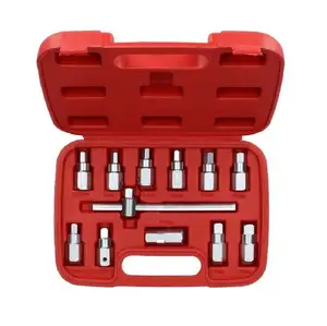 12PC Oil Drain Sump Plug Key Socket Set Gearbox And Axel Removal Wrench