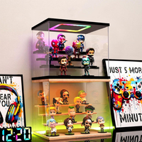 Boîte de présentation LED en acrylique transparent haut de gamme, boîte de présentation de table, vitrine moderne pour figurines de jouets, personnages, modèle Lego
