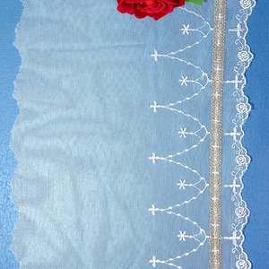 Bande de dentelle en tulle de 23 cm avec broderie croisée, dentelle en maille à ligne dorée pour accessoires de robes et jupes pour enfants, vente en gros - Product Image 2