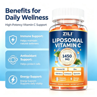 Vitamine liposomale à marque privée 1450mg avec D3, Zinc et Sureau pour le soutien immunitaire et l'impulsion énergétique, 60 unités, MOQ 50 boîtes