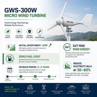 Générateur éolien à aimant permanent 3 pales 300W, approvisionnement en gros, faible MOQ, prix direct usine ISO, export