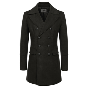 High Performance <b>Men's</b> 100% Wool Winter <b>Long</b> Overcoat Double Breasted Button Reversible Solid Color Casual Streetwear Anti-Wrink - Product Image 1