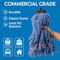 Recharge de tête de balai serpillère en fil de coton synthétique bleu, durable, lavable, personnalisée, pour le nettoyage des sols avec manche en aluminium – Vente en gros