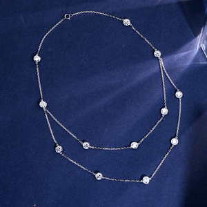 Collier en or blanc pour femme Messi Jewelry Customized MSN-899, diamant rond, style fashion. - Product Image 3
