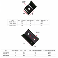 Connecteurs d'angle en L noirs BOSS 2020 2040 3030 3060 4040 4080 en aluminium pour profilés métalliques CNC