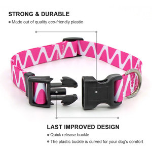 Adjustable Pink Geometric Pattern Pet <b>Collar</b> with Buckle Closure for Dogs Cats Small Pets - Product Image 3