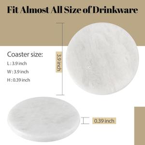 White Marble <b>Coasters</b> for Coffee Table Inches Handmade Round <b>Coaster</b> Luxury Aesthetic Modern <b>Drink</b> <b>Coaster</b> - Product Image 2