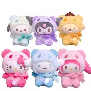 ROXGOCT Sanrio boneka tokoh mewah mainan anak kucing lembut gantungan kunci Kuromi mewah uniseks boneka hadiah anak-anak