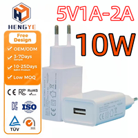Pengisi Daya Ponsel Grosir Adaptor Kabel Catu Daya AC DC 5V 1A 2A Pengisi Daya Dinding USB Pengisian Cepat Adaptor DC 10W untuk Android