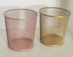 ถังขยะตาข่ายทรงกลมแบบเปิดด้านบน ตะกร้าขยะโลหะทรงกลมสีโรสโกลด์ - Product Image 4