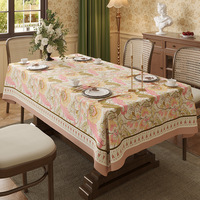 Nappe en polyester imperméable tricotée à motif floral, lavable, anti-poussière, infroissable, réutilisable pour la maison, les fêtes et les banquets