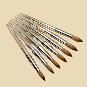 Pinceau à ongles en acrylique Kolinsky OEM ODM, manche 100% métal argenté, tailles 18, 20, 22, norme américaine, pour poudre acrylique et nail art - Product Image 4