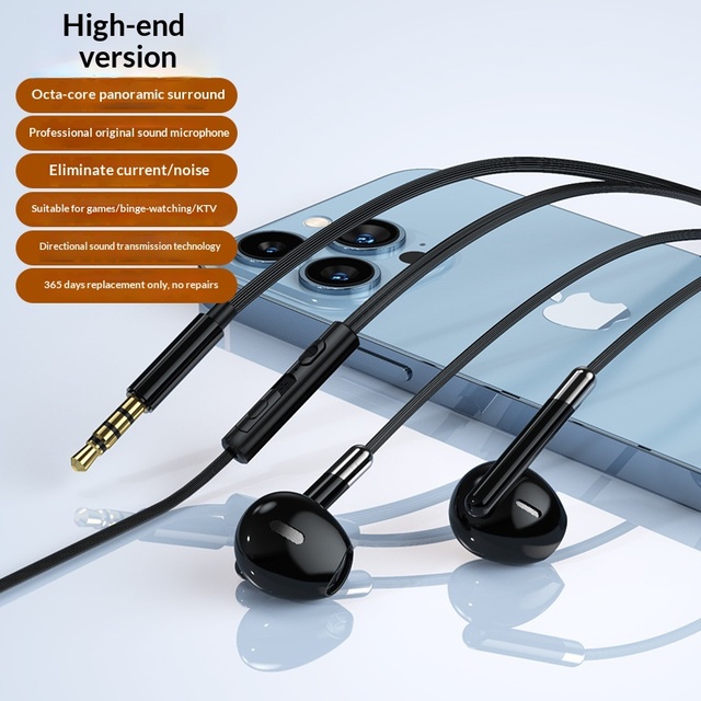 3.5mm Wired Earphone Stereo Music In-Ear Bass Headphones Portable Eartube Wired Headset Mobile Phone Universal with Mic