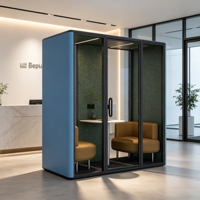 Cabine de réunion insonorisée modulaire moderne, cabine acoustique d'intimité avec éclairage LED, cabine d'isolation mobile pour bureau, télétravail, vidéoconférence