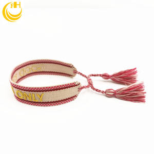 Pulsera tejida hecha a mano con logotipo bordado personalizado con texto, pulsera de letras de tela, pulseras personalizadas únicas - Product Image 5