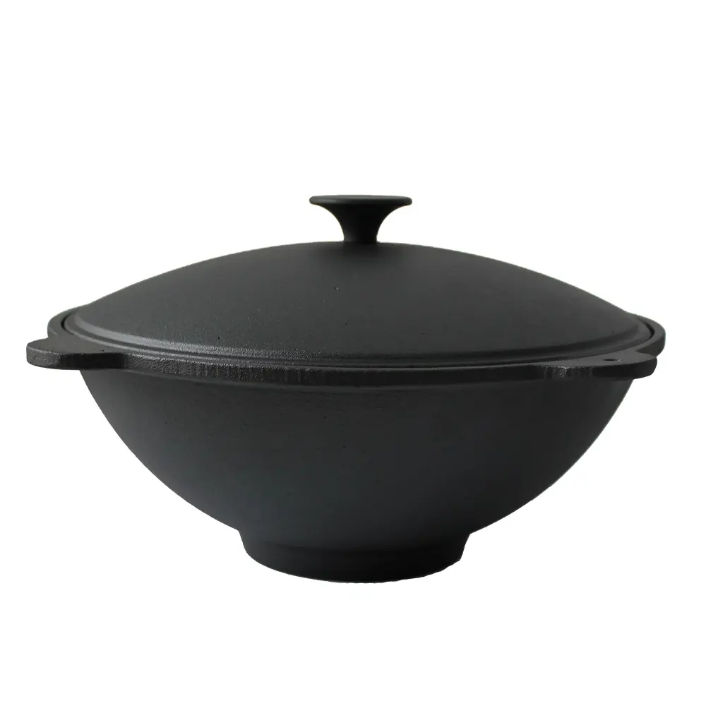 Outdoor Camping Preseasoned Vegetable Oil Non Stick Cast Iron Cauldron Qazan Uzbek Kazan Pot Wok