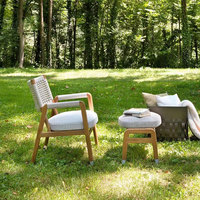 Balcon en plein air combinaison de bureau et de chaise en teck de meubles en rotin de jardin en corde de haute qualité