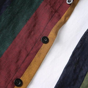 2025 primavera estate <span class=keywords><strong>uomo</strong></span> Streetwear camicie a righe verticali colorate a maniche lunghe camicie larghe Casual Polo collo - Product Image 4