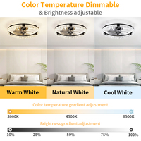 Ventilateur de plafond moderne en acrylique cristal LED de 19,6 pouces, 6 vitesses, faible bruit, moteur DC, 7 pales, télécommande/application, variateur d'intensité, 3 couleurs
