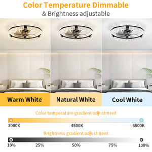 Ventilateur de plafond LED moderne en cristal de 19,6 pouces avec moteur DC, 5 pales, télécommande, intensité réglable pour chambre à coucher - Product Image 3