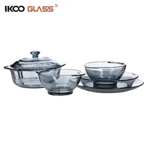 IKOO מיקרוגל ותנור בטוח גבוהה בורוסיליקט זכוכית סירים ומחבתות לקנות 3 חתיכות