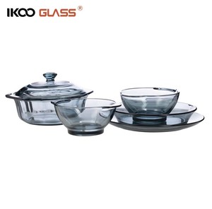 Ollas y sartenes de vidrio de borosilicato alto ecológicas de estilo de diseño moderno IKOO, aptas para microondas y <span class=keywords><strong>horno</strong></span>, compre 4 piezas - Product Image 5