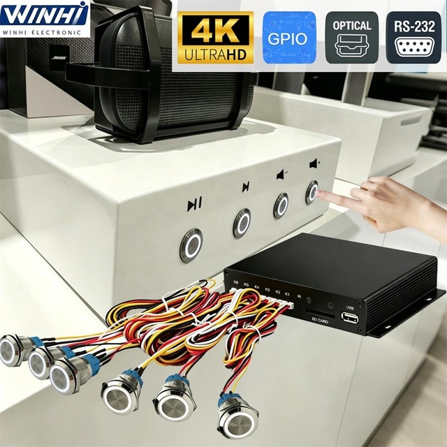 MPC1005 Buttons Auto-play Optical Coaxial RS232 1080P GPIO USB Video Decoder H264 Programmable Digital Signage Media Player BOX
