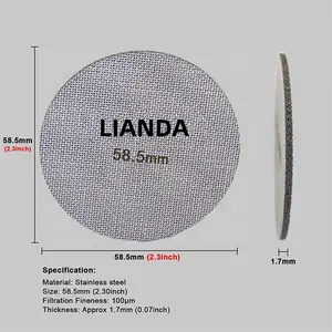 LIANDA 58.5 มม.53.5 มม.สแตนเลส 100 150 ไมครอนเอสเปรสโซ่ Puck หน้าจอกระจายหน้าจอสําหรับเครื่องบดกาแฟ