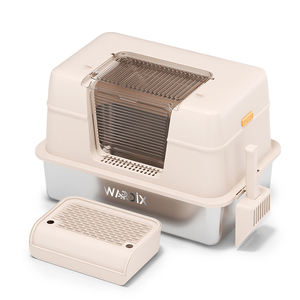 Haustier zubehör aus Edelstahl Hohe, spritz feste Katzen toilette mit Griffs chaufel und leicht zu reinigender Fußbrett schaufel - Product Image 1