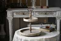 Support à gâteaux de mariage en bois rustique multifonctionnel, plateau à 2 niveaux personnalisé de luxe, plateau rond en bois décoratif pour aliments
