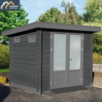 Abri de jardin en bois composite gris, grand atelier de jardin, kits d'abri de rangement avec porche et plancher