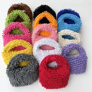 2023 Nieuwe Aankomst Custom Chenille Roze Ruches Effen Pluizige Hobo Tas Tas Tas Tas Tas Mini Portemonnee Voor Vrouwen Handtas - Product Image 1