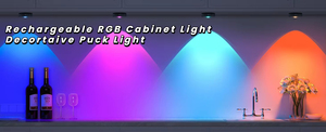 Luce <span class=keywords><strong>LED</strong></span> RGB Ricaricabile con Telecomando, Illuminazione <span class=keywords><strong>per</strong></span> Armadietto a Batteria Ricaricabile, Luce <span class=keywords><strong>per</strong></span> Scaffali Dimmerabile Wireless - Product Image 3