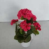 Petit bonsaï artificiel, centre de table, rose rouge, begonias en soie, plantes en pot, 33 cm, pour la décoration de magasins, d'hôtels, de bibliothèques et de maisons