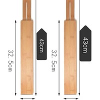 NFS Wholesale - Lot de 4 séparateurs rétractables en bois de bambou massif pour tiroirs de cuisine et étagères de rangement compactes