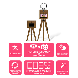 תא צילום אינטראקטיבי מעץ עם חצובה לדיילר, לאירועי חתונה, השכרה זולה מספק, נייד, מכונת צילום עם מסך מגע - Product Image 2