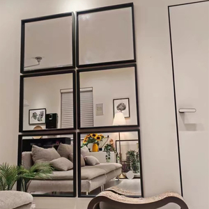 <span class=keywords><strong>Miroir</strong></span> mural décoratif en grille métallique noire, style fenêtre moderne, pour la maison, l'hôtel et les projets d'ingénierie (vente en gros) - Product Image 3
