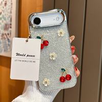 Vente en gros directe d'usine, étui de téléphone personnalisé de luxe pour femmes avec fleurs en strass, paillettes, pour iPhone, étui de téléphone portable