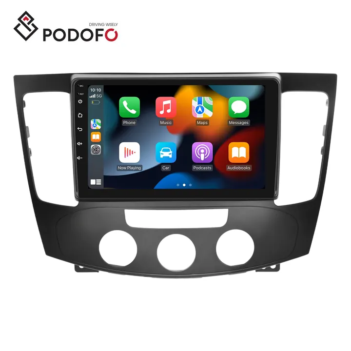 (USA Stock) Podofo Double Din 9 Inch Android Car Radio Carplay Android Auto GPS Support AHD Camera For Hyundai SONATA NFC 2009