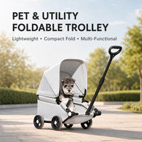 Poussette de luxe réglable, lavable, pliable et portable en acier pour animaux de compagnie, chats, 4 roues, chariot de haute qualité pour la marche en extérieur